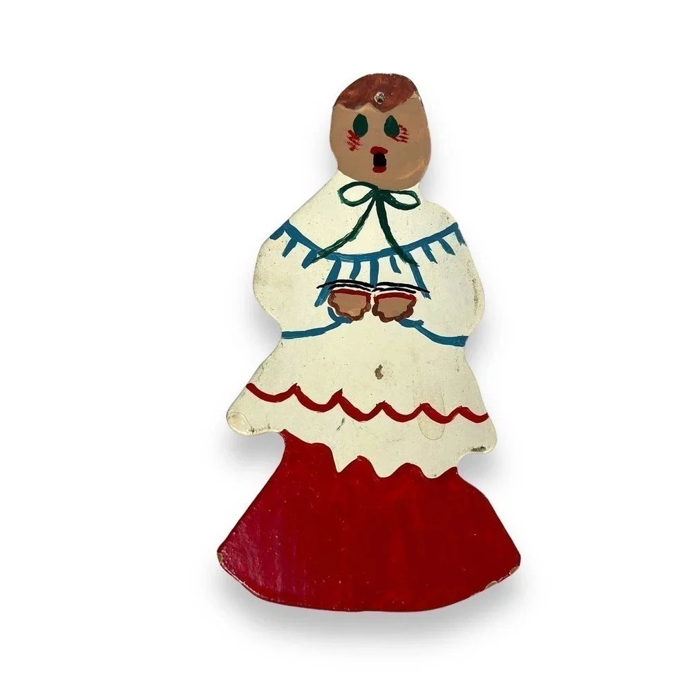 Vintage Handpainted Wood Christmas Ornaments